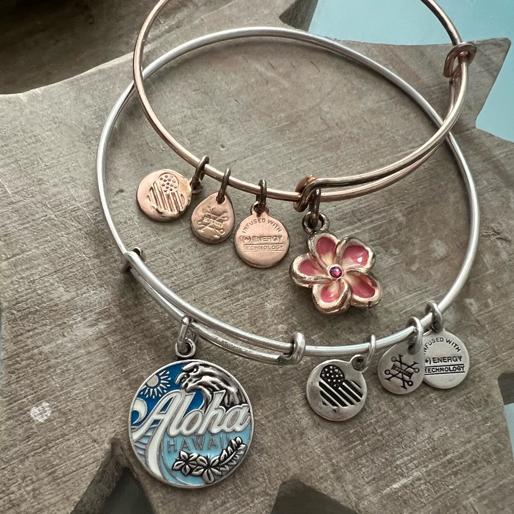 Alex and Ani Aloha & Plumeria bracelets
